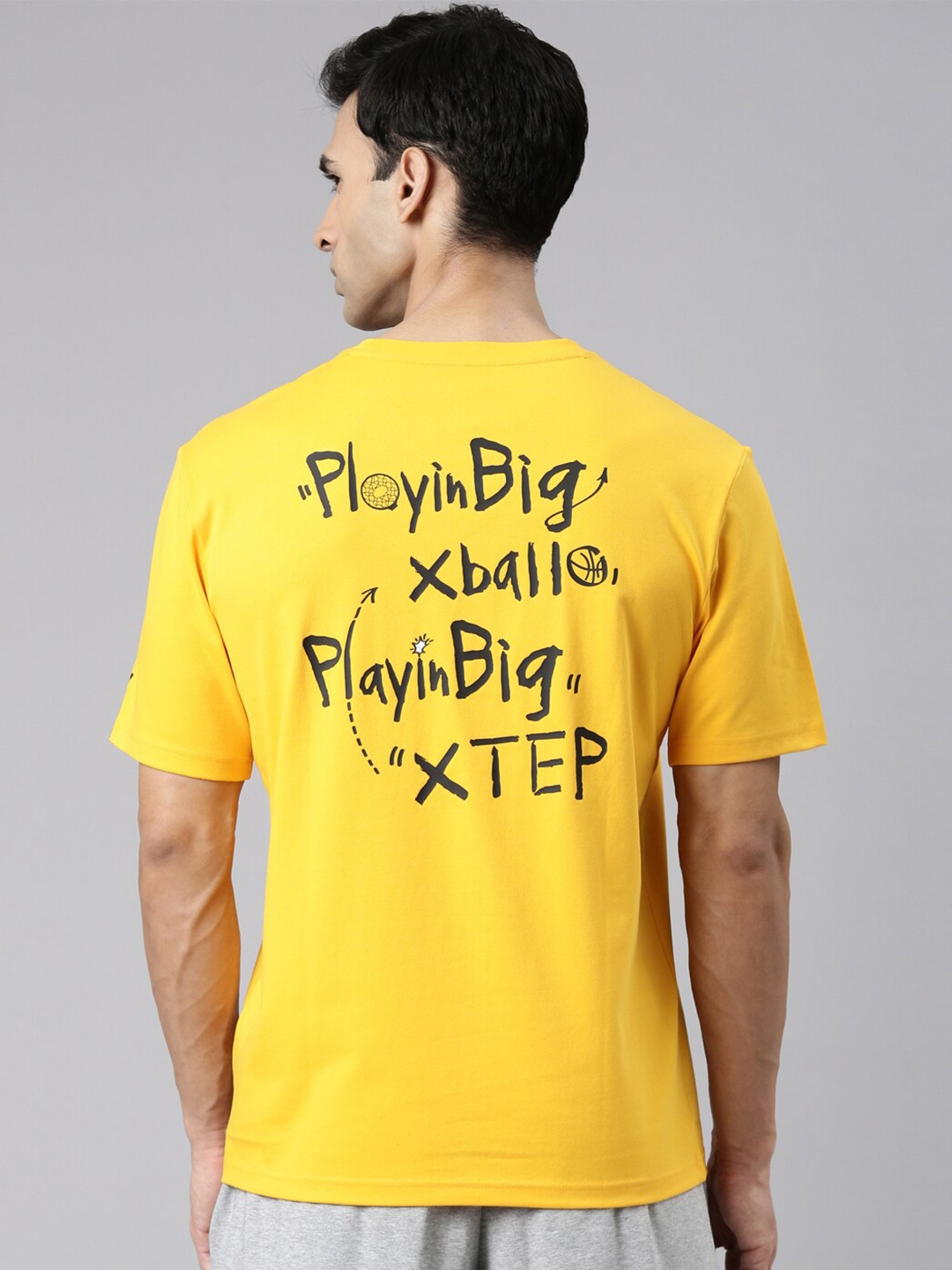 

Xtep Typography Round Neck Cotton Loose T-Shirt, Yellow