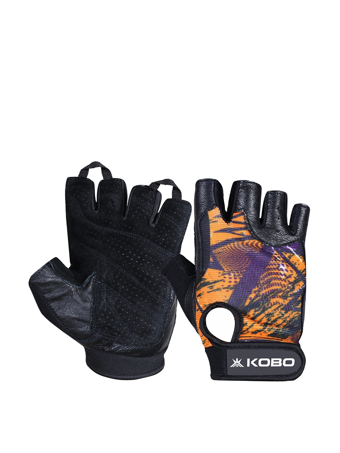 

KOBO Women Leather Weight Lifting Fitness Gym Gloves, Black