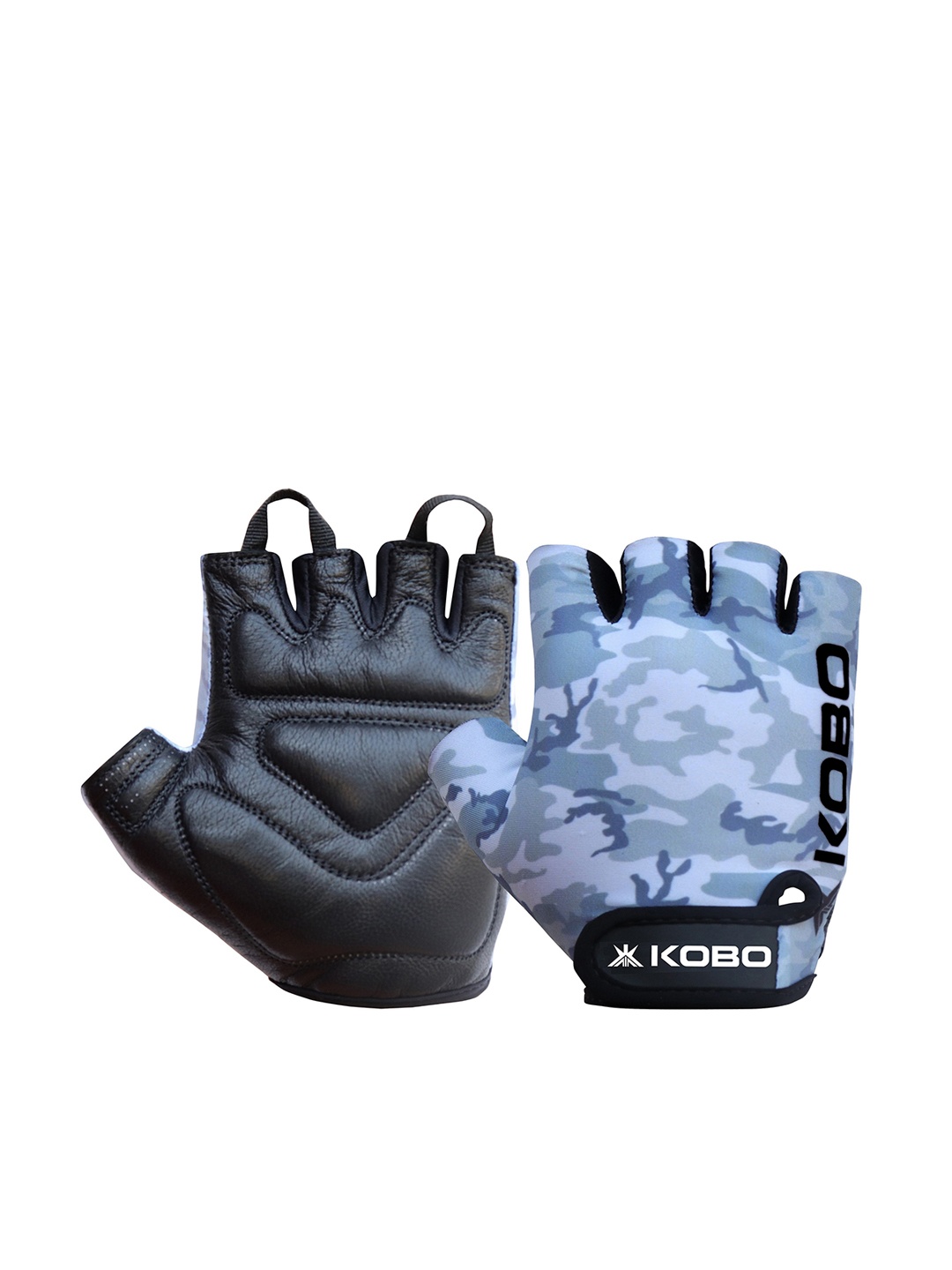 

KOBO Women Leather Weight Lifting Fitness Gym Gloves, Grey