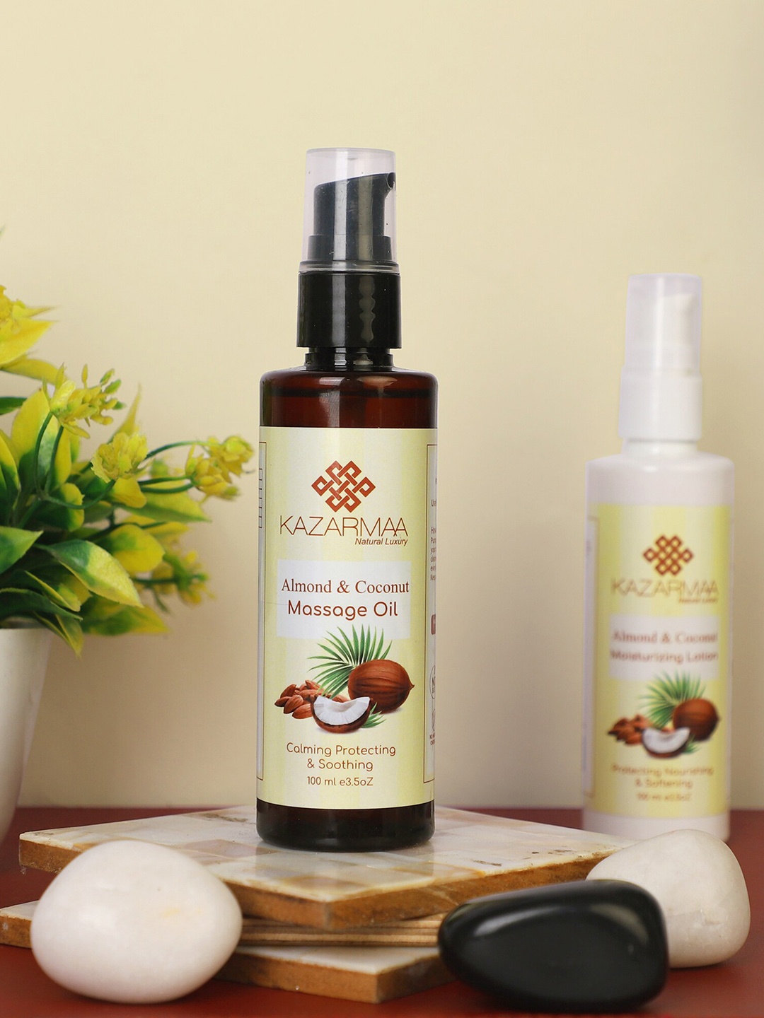 

KAZARMAA Almond & Coconut Protecting & Soothing Massage Oil - 100 ml, Transparent
