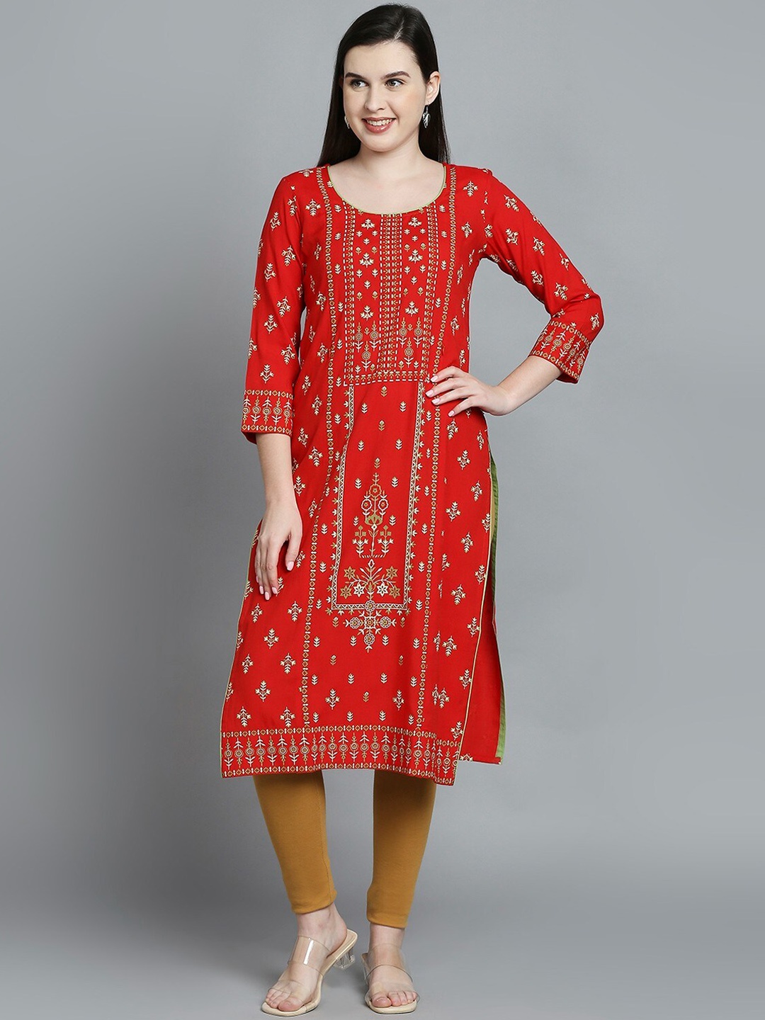 

True Shape Floral Printed Maternity Feeding Kurta, Red