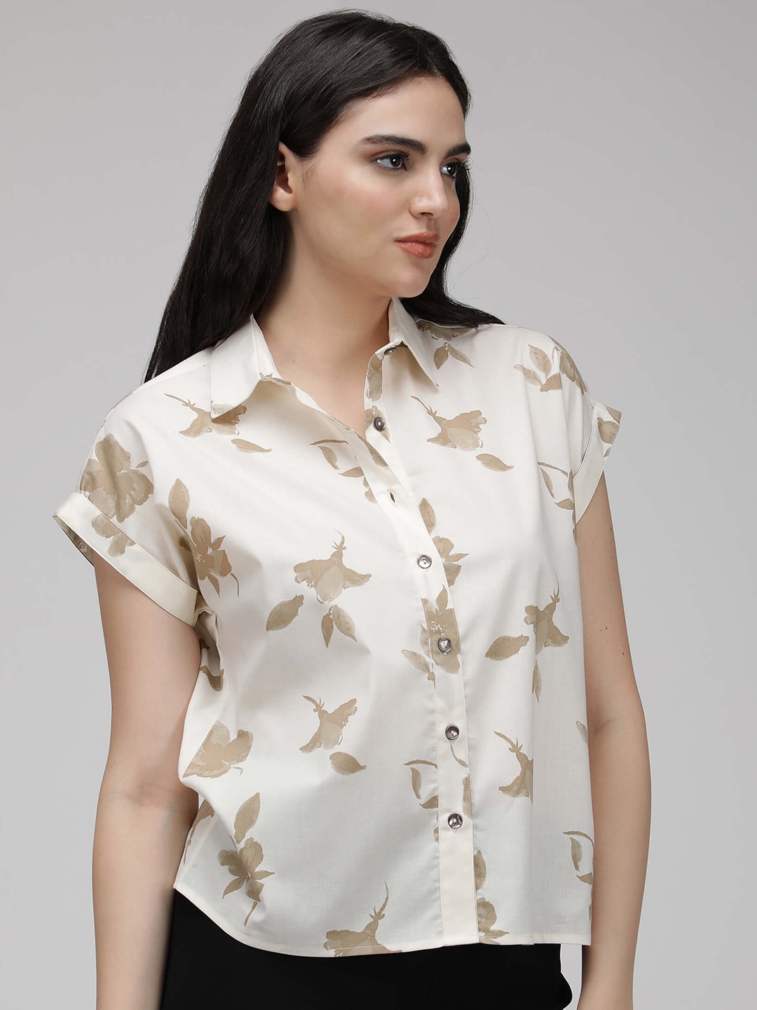 

IDK White Floral Print Shirt Style Top