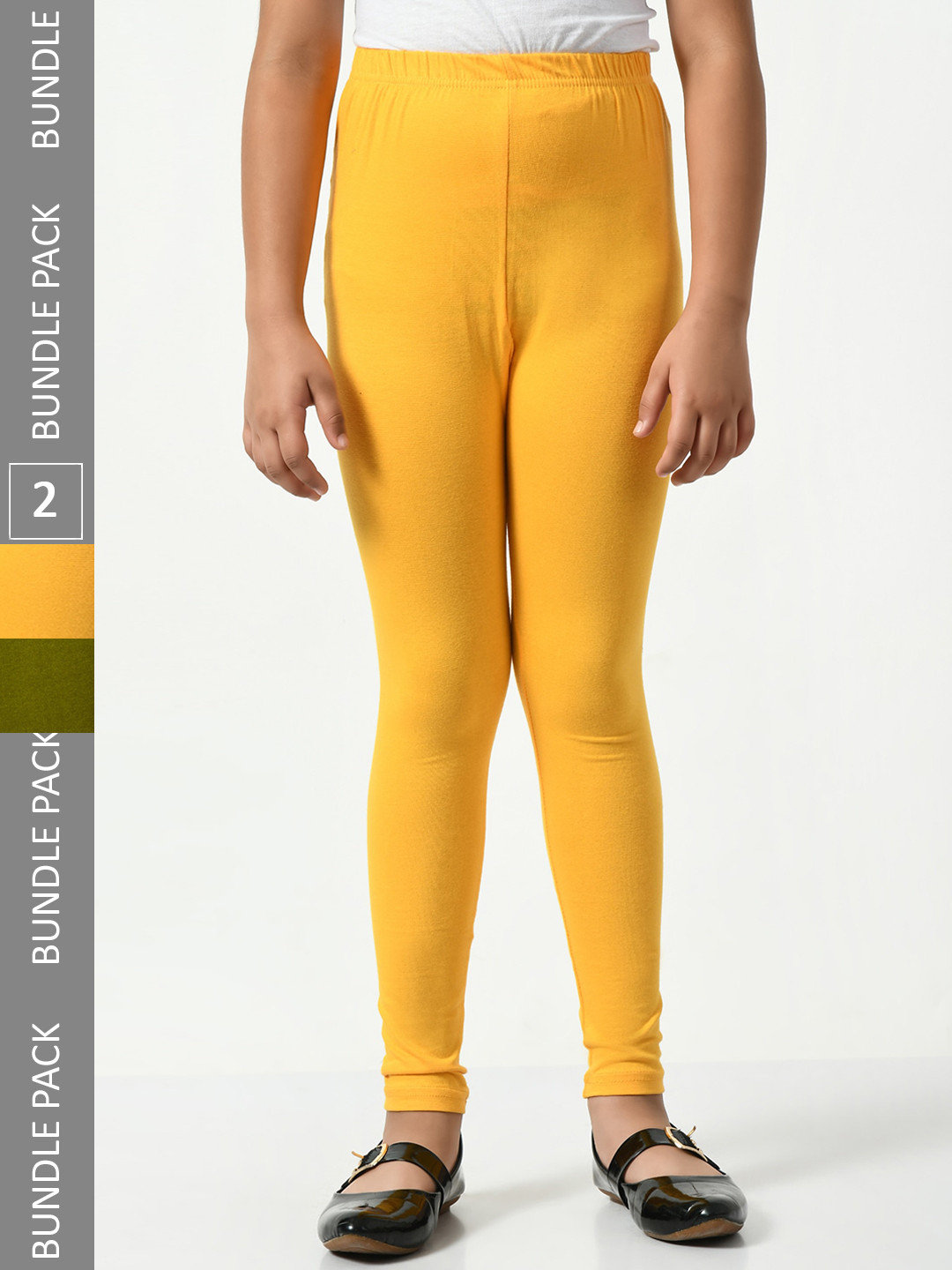 

BAESD Girls Pack Of 2 Churidar-Length Leggings, Yellow