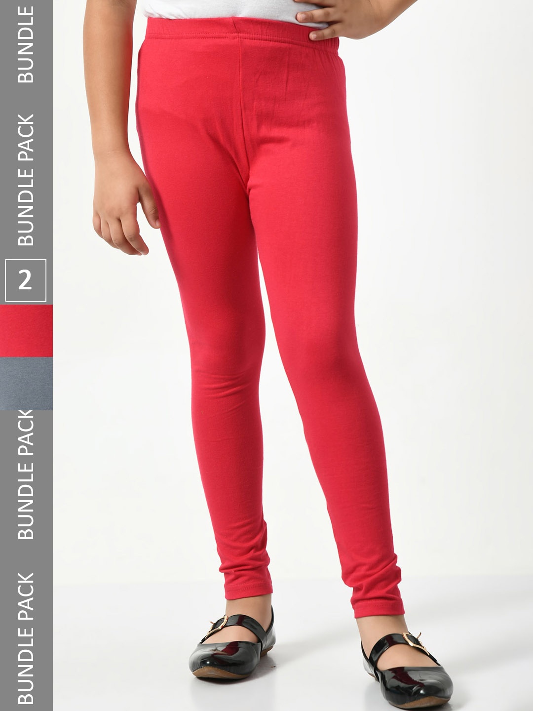

BAESD Girls Pack of 2 Churidar-Length Leggings, Red
