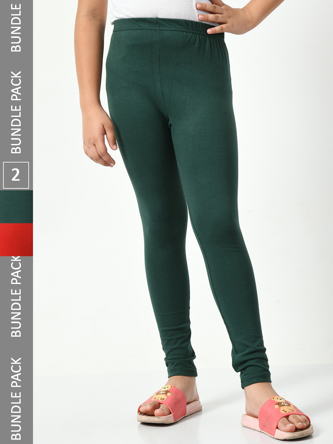 

BAESD Girls Pack Of 2 Churidar-Length Leggings, Green