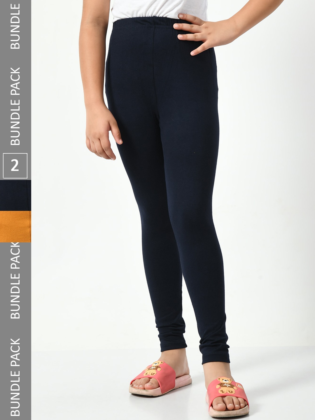 

BAESD Girls Pack Of 2 Churidar-Length Leggings, Navy blue