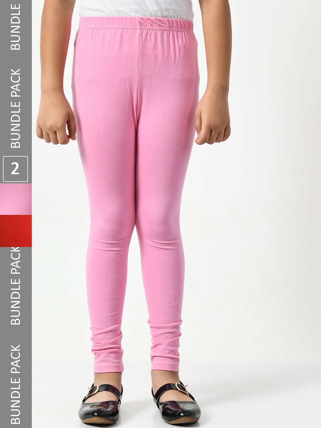

BAESD Girls Pack Of 2 Churidar-Length Leggings, Pink