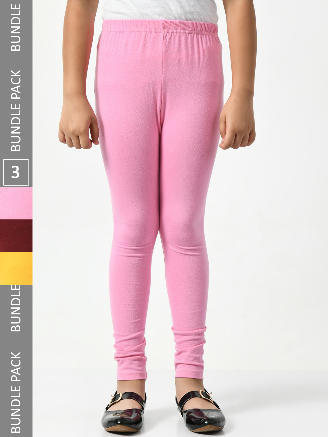

BAESD Girls Pack Of 3 Churidar Length Leggings, Pink