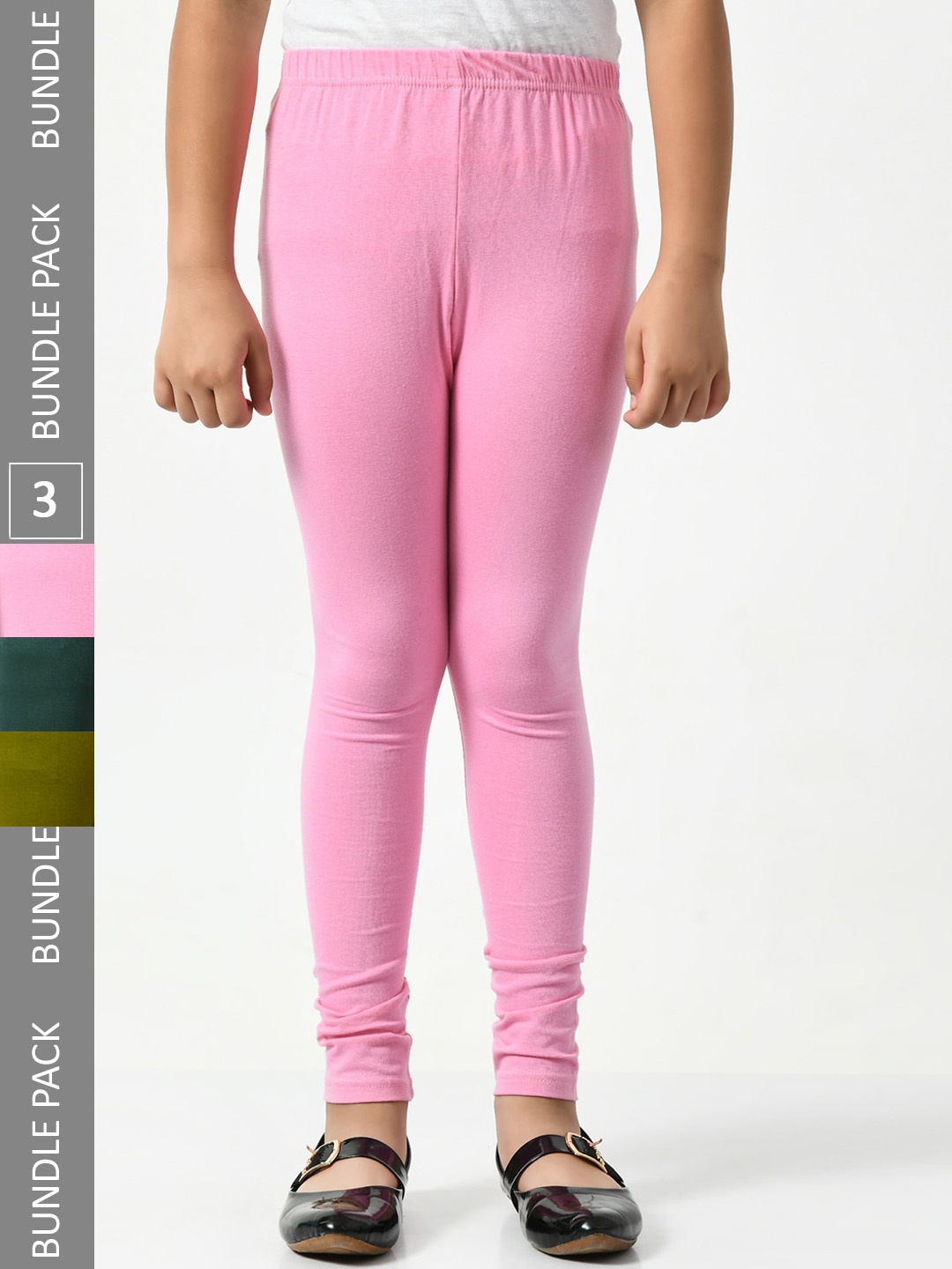

BAESD Girls Pack Of 3 Churidar-Length Leggings, Pink