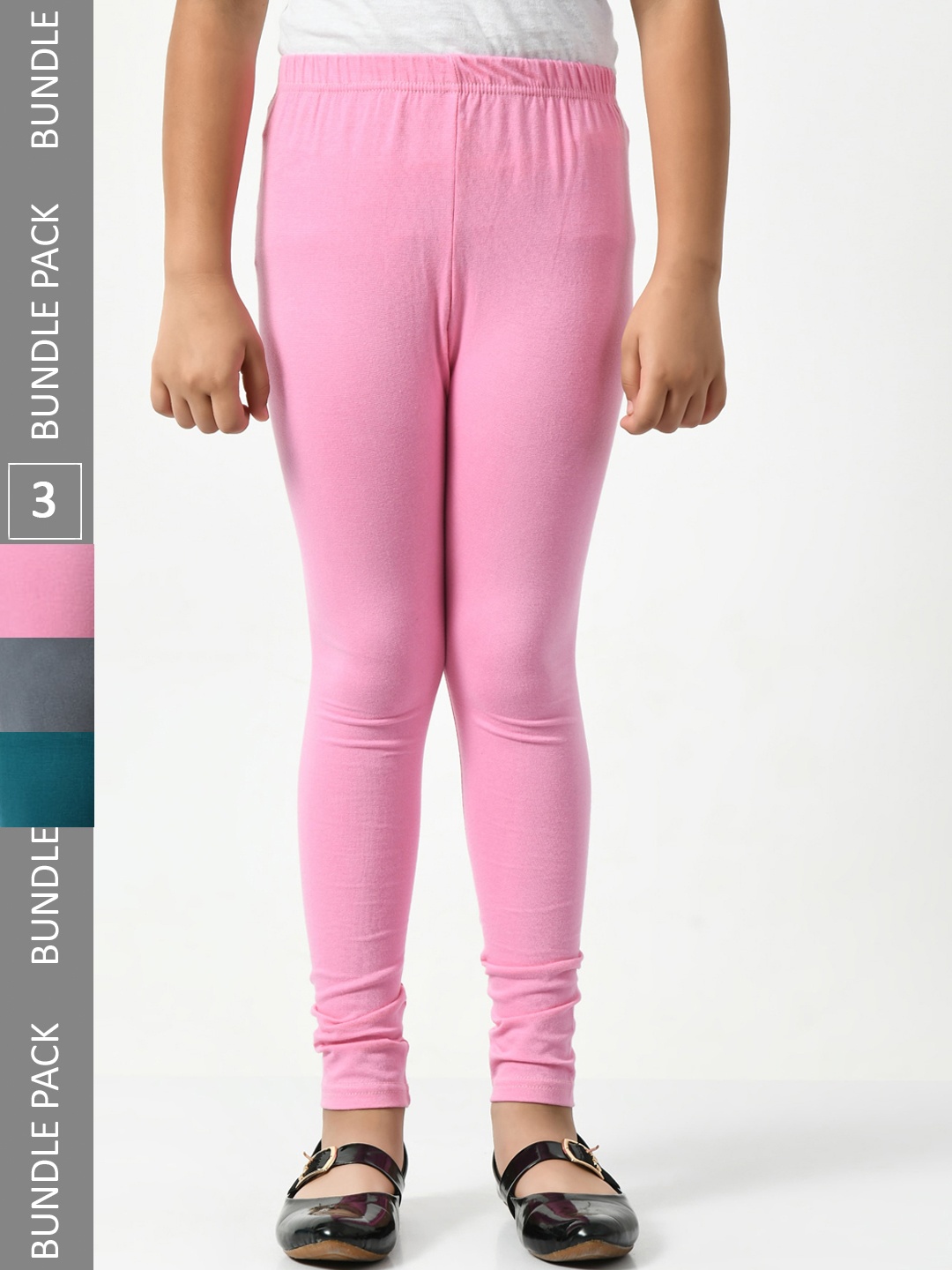 

BAESD Girls Pack Of 3 Churidar-length Leggings, Pink