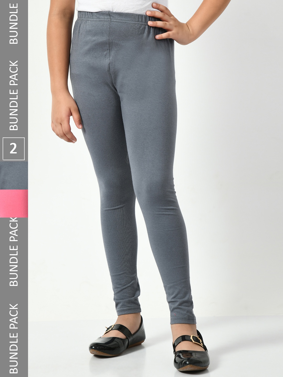 

BAESD Girls Pack of 2 Churidar Length Leggings, Grey