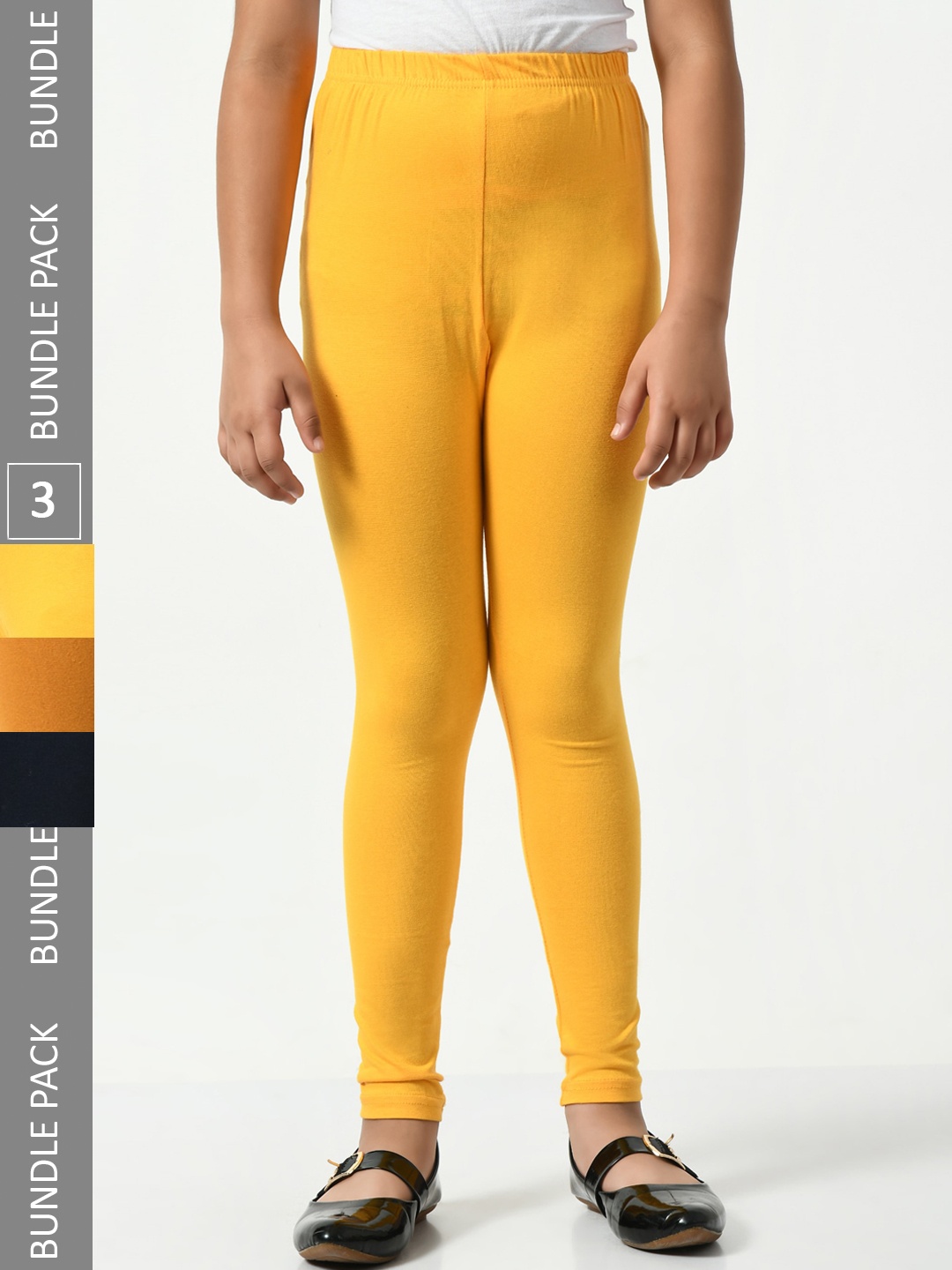 

BAESD Girls Pack Of 3 Cotton Ankle-Length Leggings, Yellow