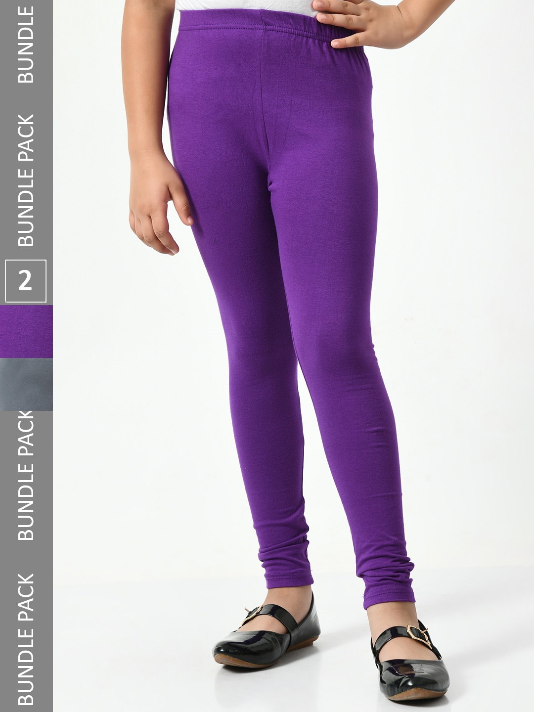 

BAESD Girls Pack of 2 Churidar-Length Leggings, Purple