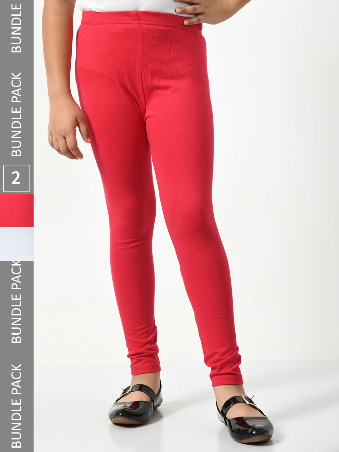 

BAESD Girls Pack Of 2 Churidar-Length Leggings, Red