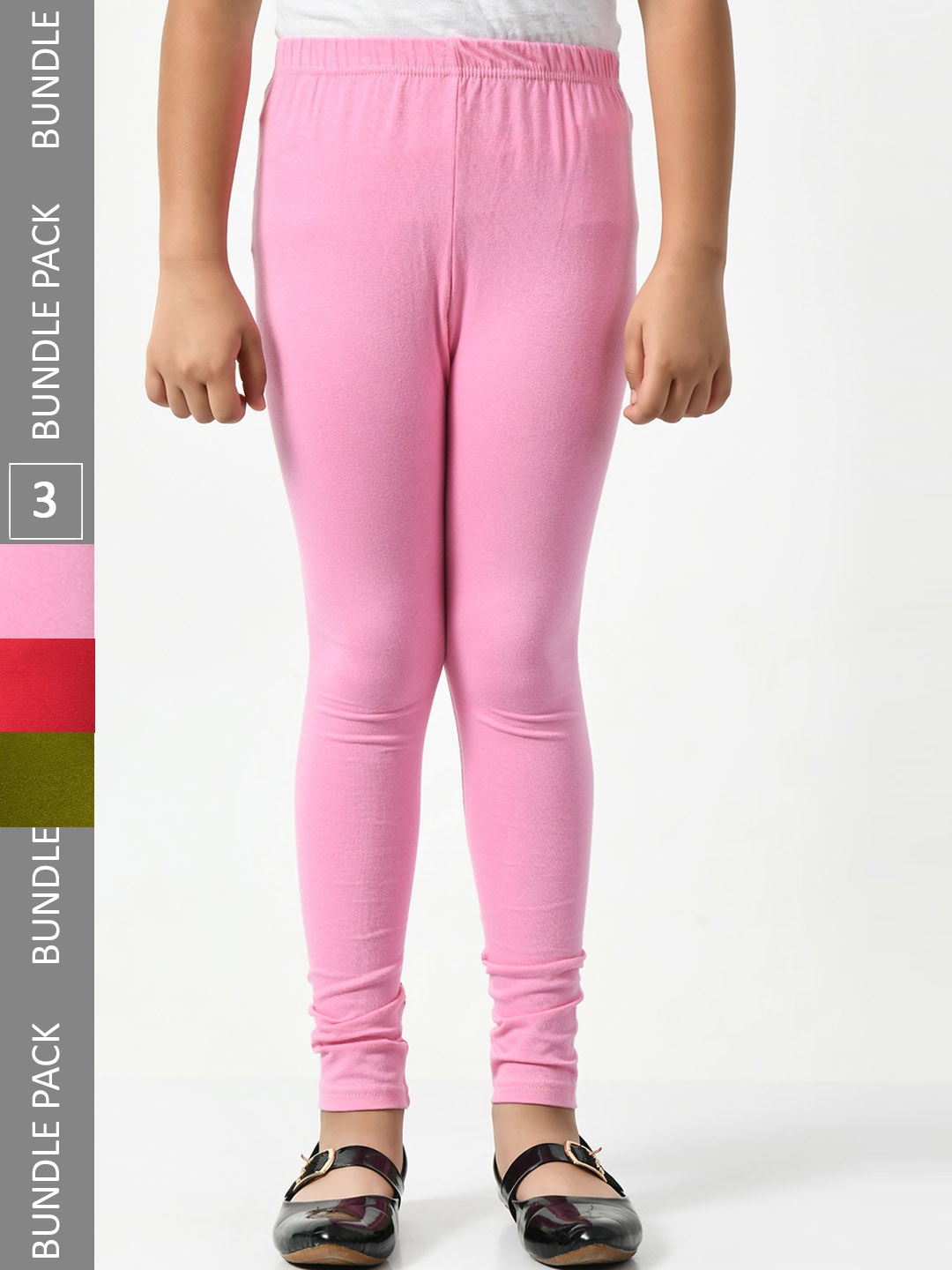 

BAESD Girls Pack of 3 Mid-Rise Ankle-Length Leggings, Pink