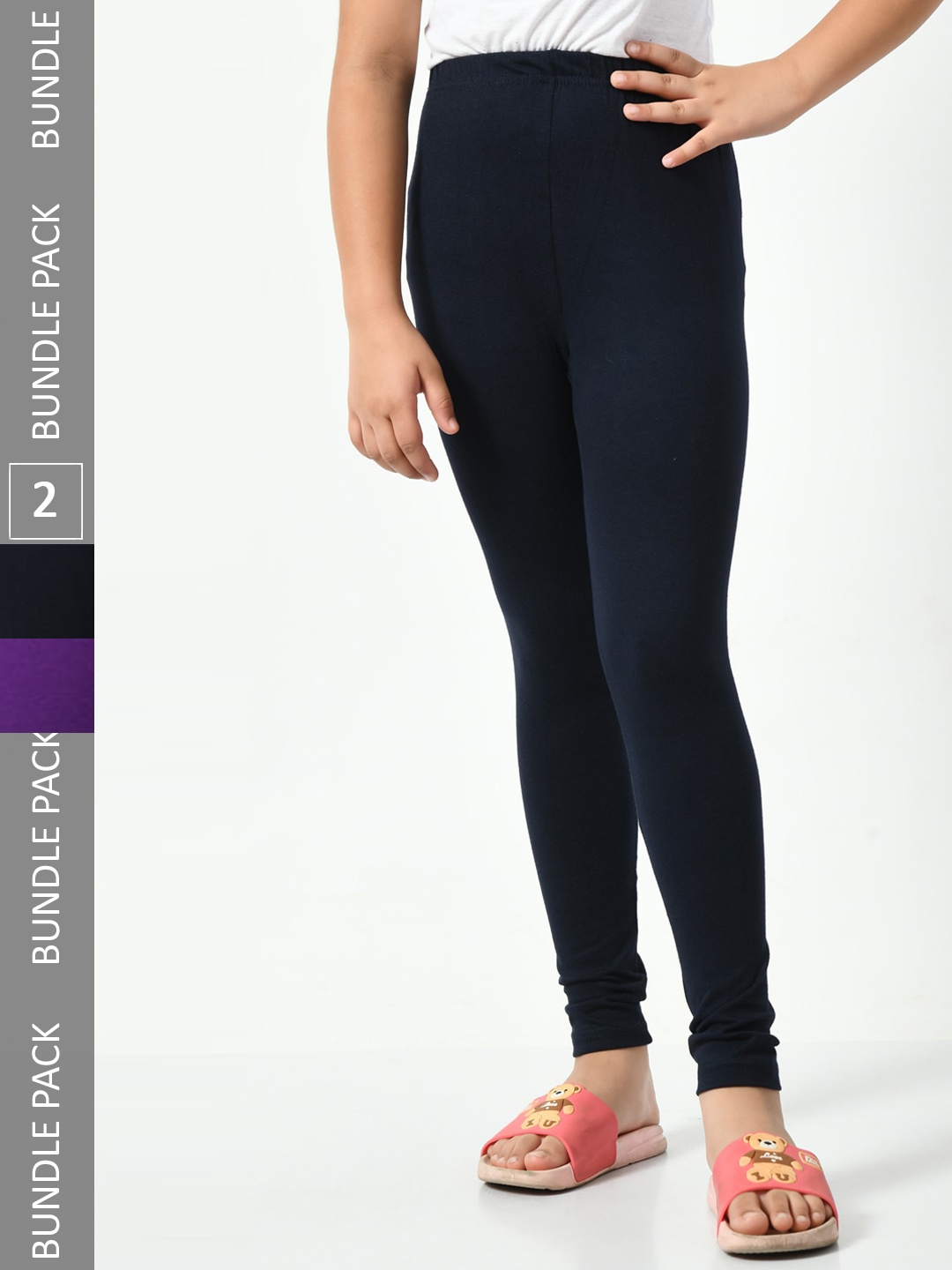 

BAESD Girls Pack Of 2 Mid-Rise Ankle-Length Leggings, Purple
