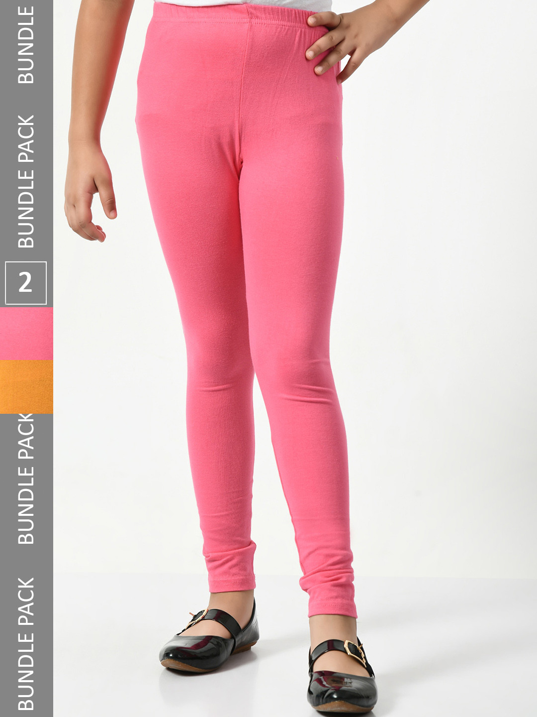 

BAESD Girls Pack of 2 Churidar Length Leggings, Pink