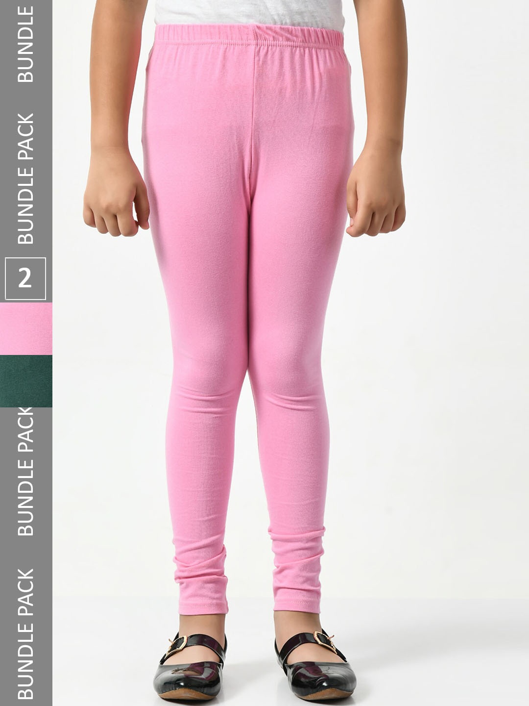 

BAESD Girls Pack of 2 Churidar Length Leggings, Pink