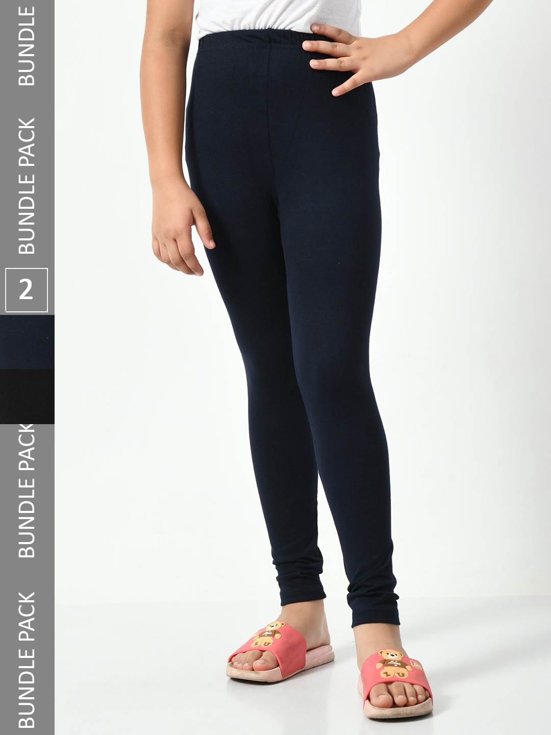 

BAESD Girls Pack Of 2 Churidar-length Leggings, Navy blue