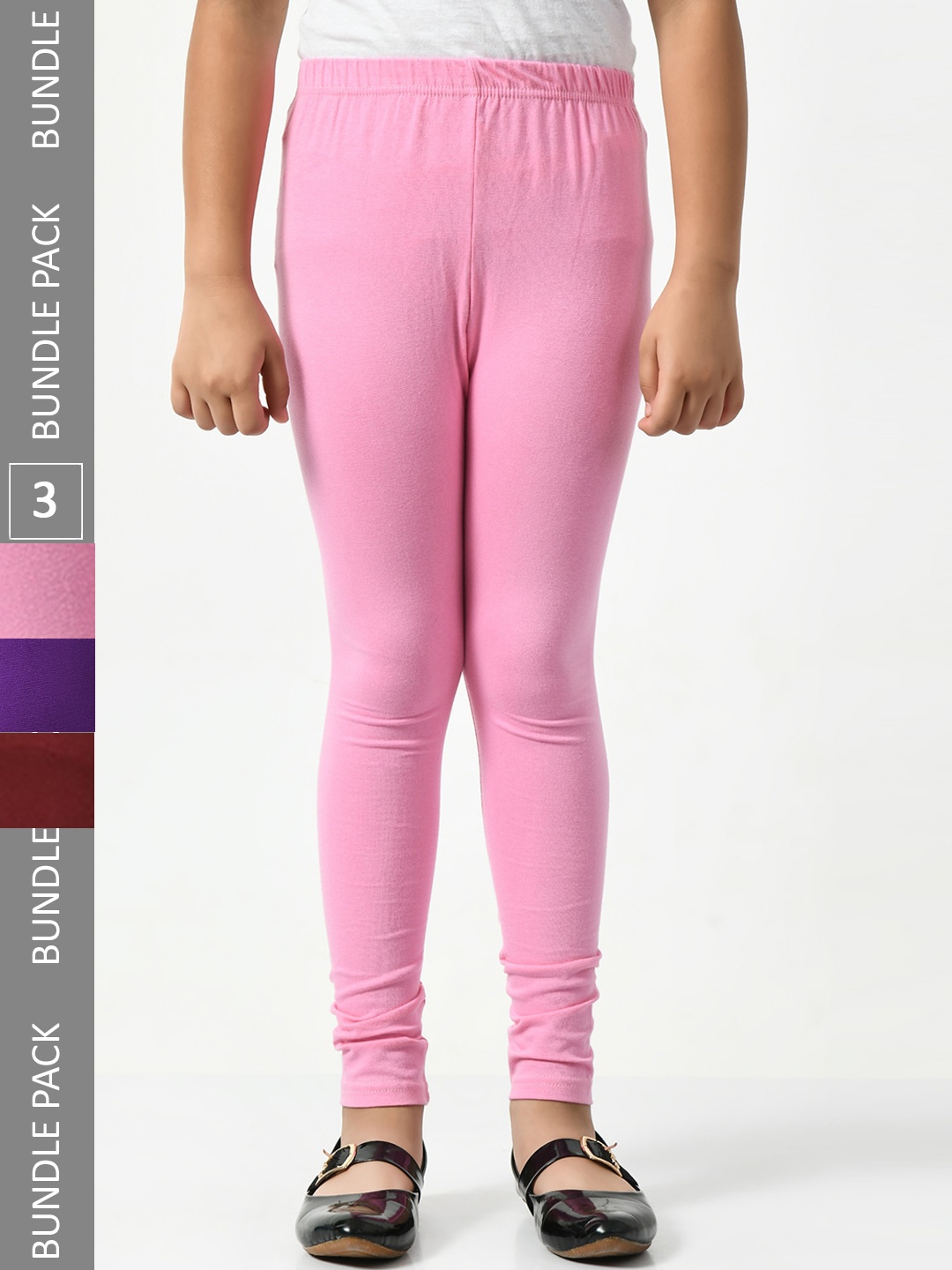 

BAESD Girls Pack of 3 Churidar-Length Leggings, Pink