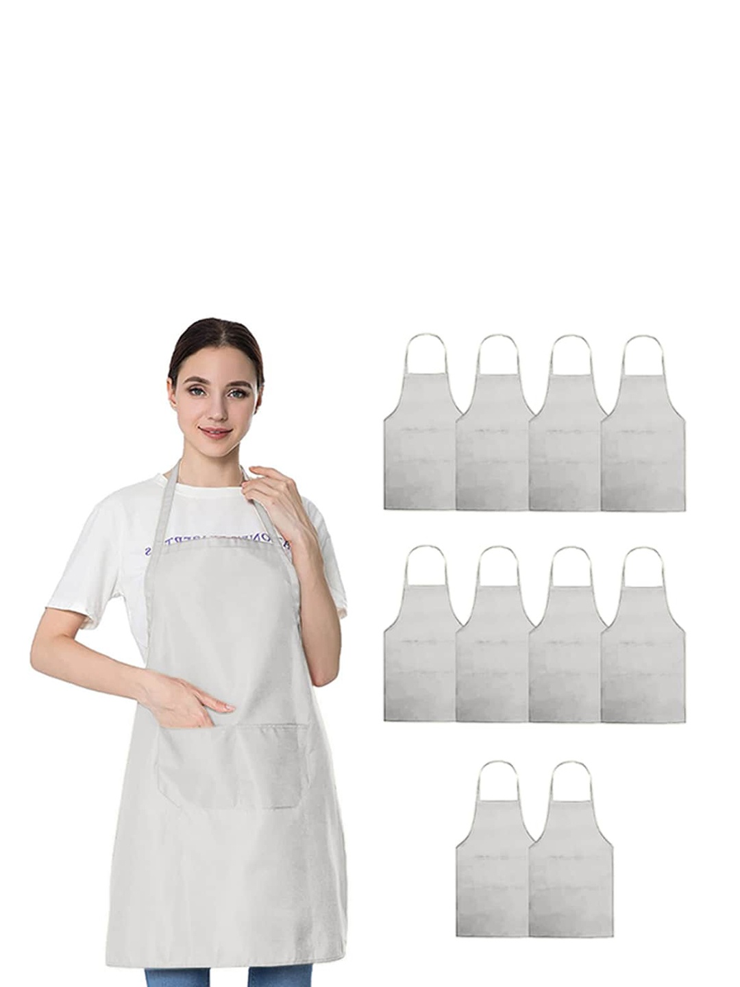 

Lushomes White 10-Pieces Waterproof Apron With Pocket