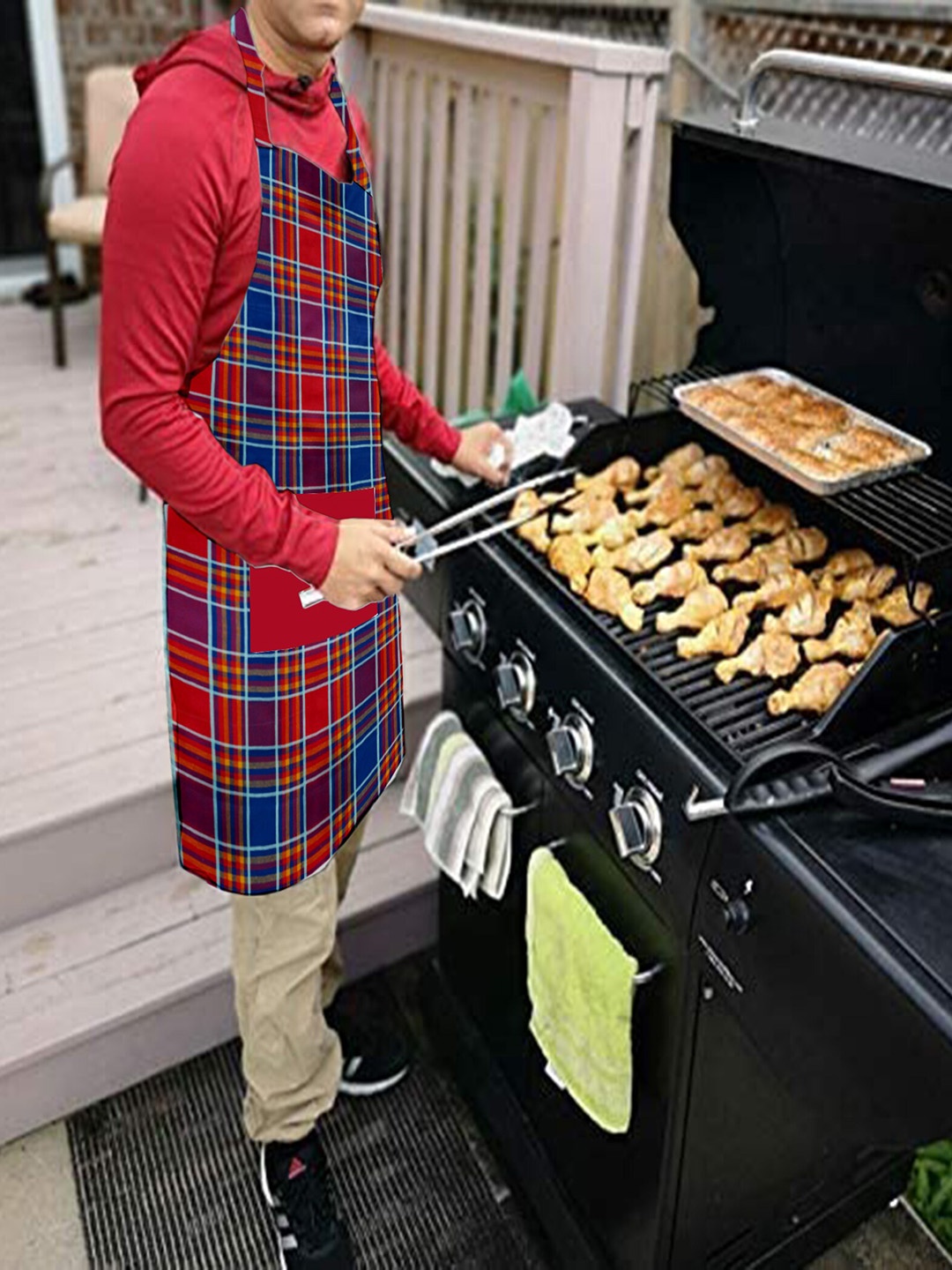 

Lushomes Red & Blue Checked Cotton Apron