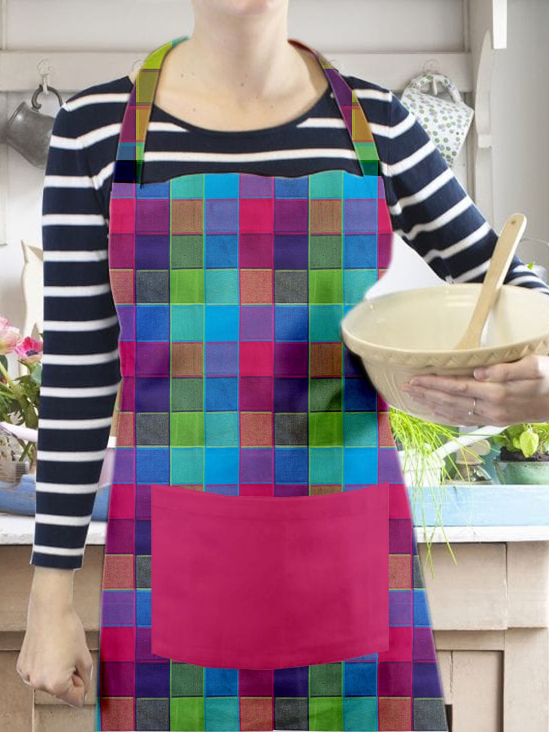 

Lushomes Red & Blue Printed Cotton Apron