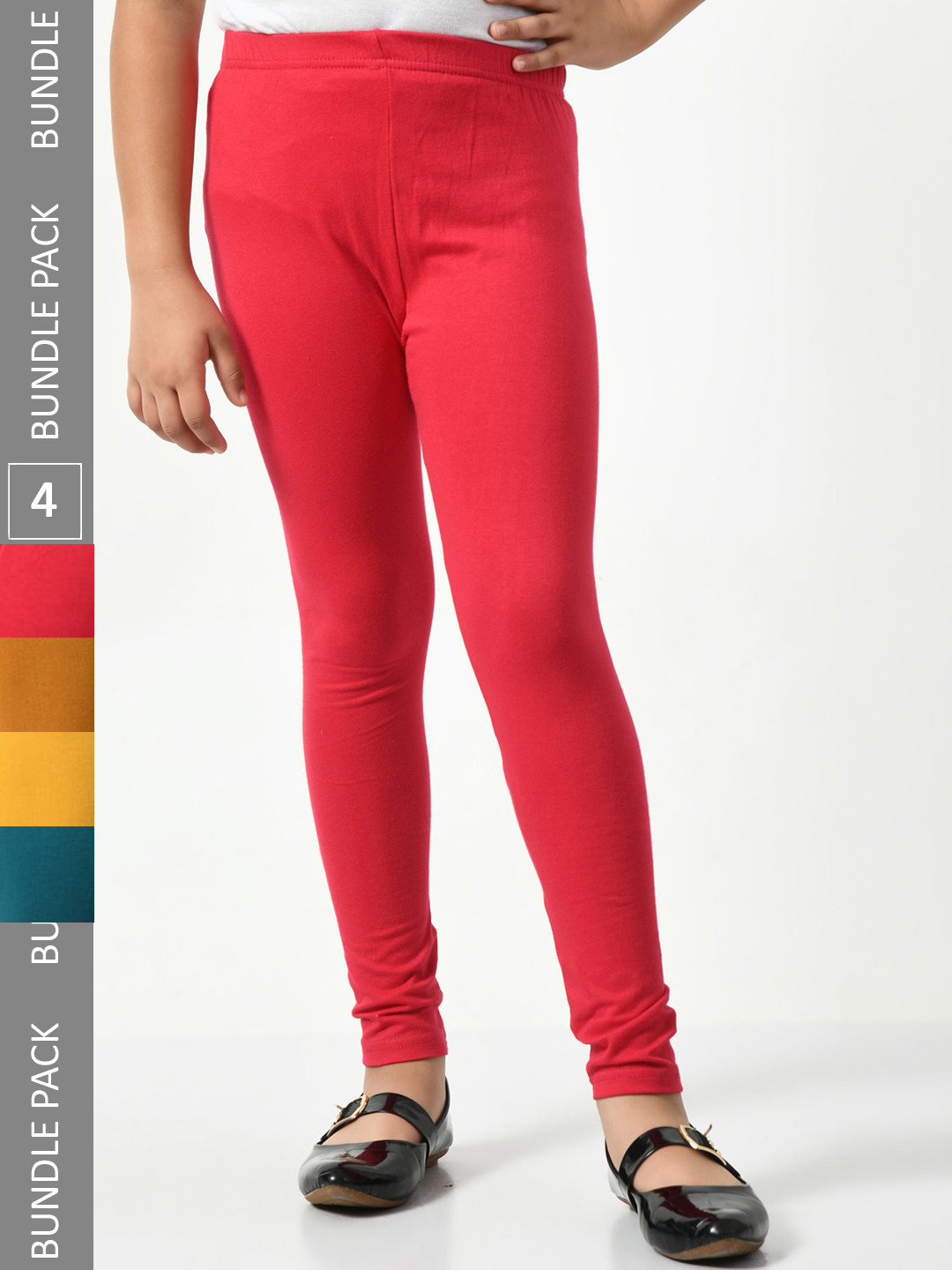

BAESD Girls Pack Of 4 Churidar-Length Leggings, Red
