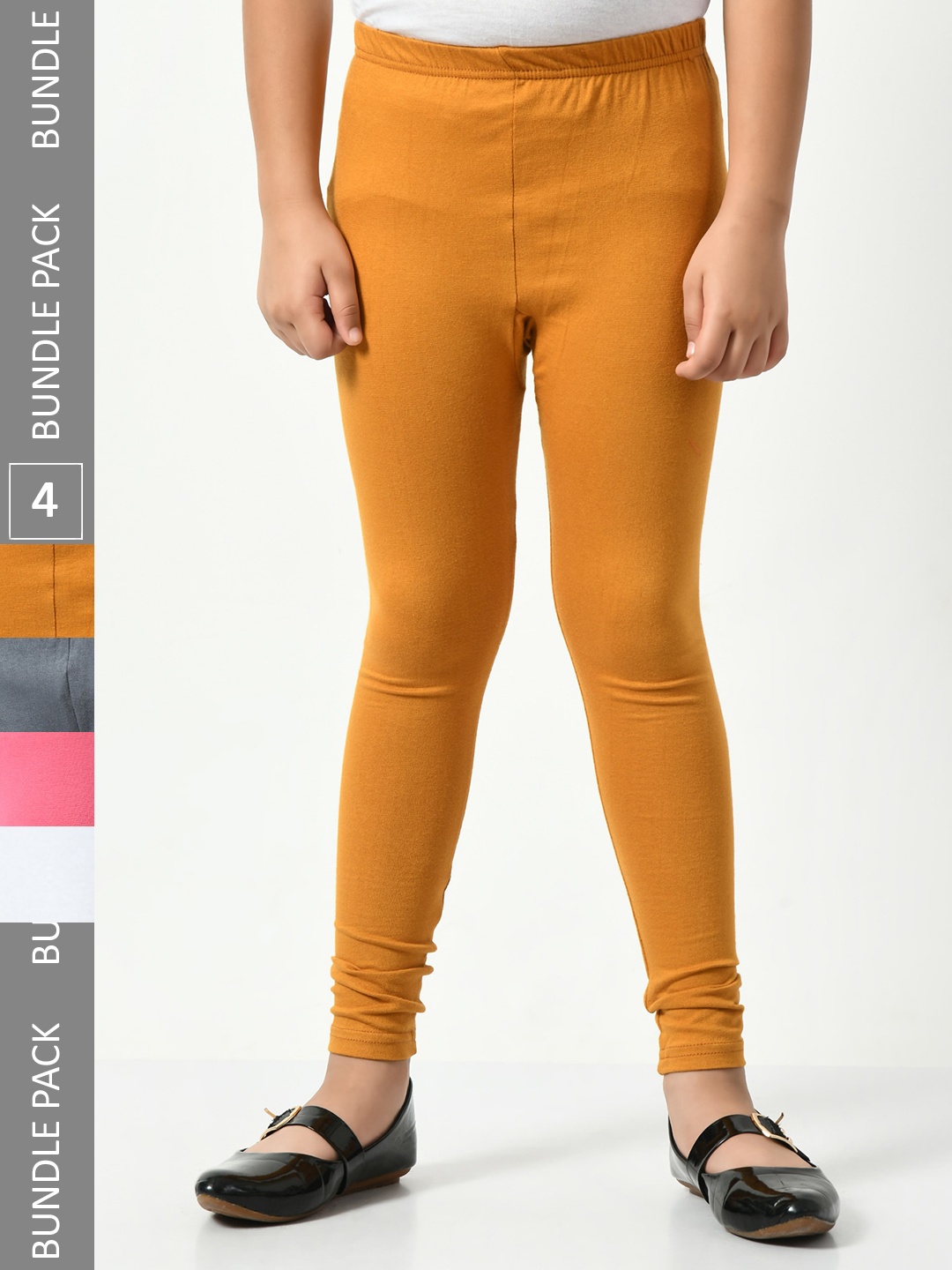 

BAESD Girls Pack Of 4 Churidar-Length Leggings, Mustard