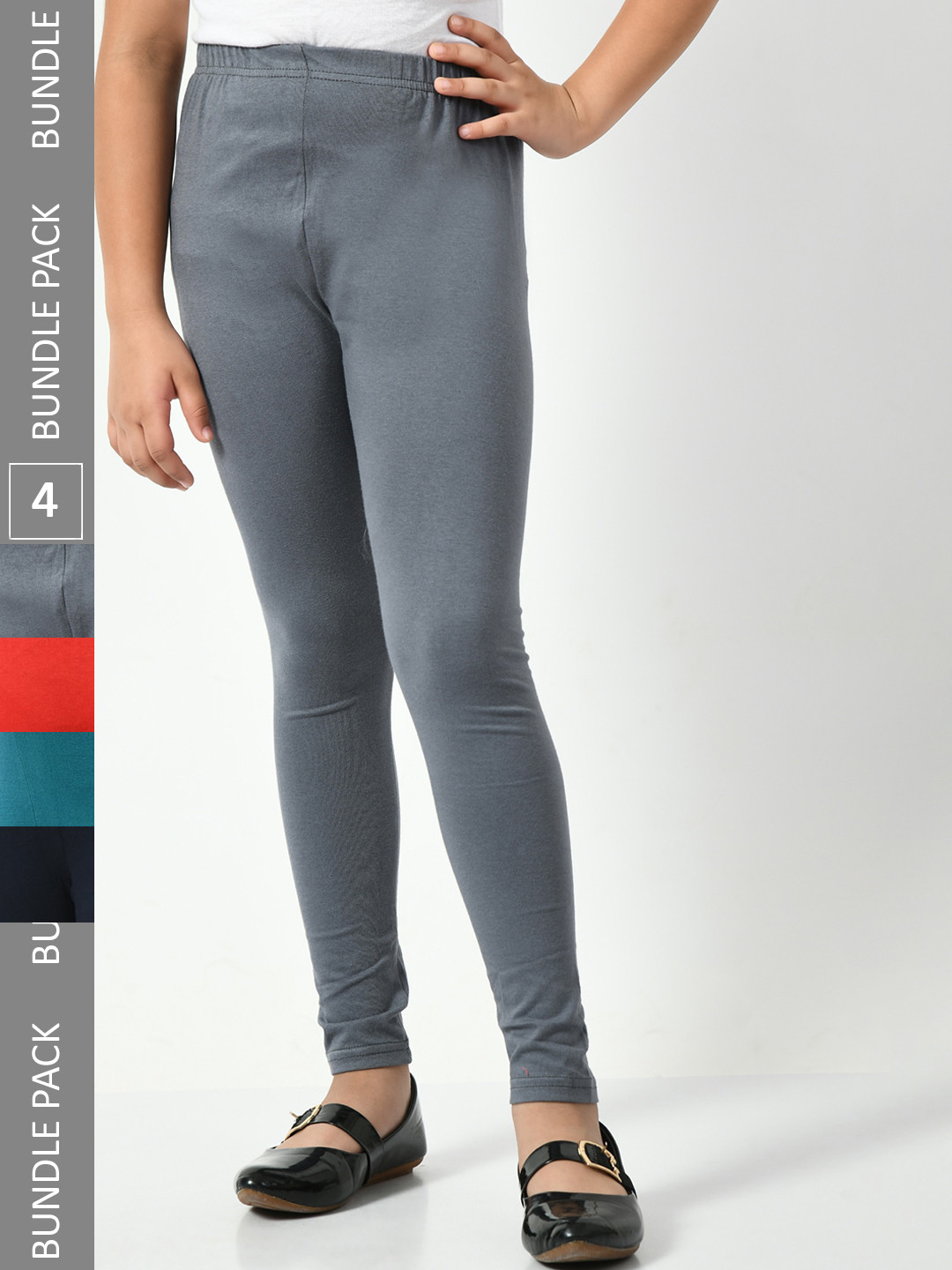 

BAESD Girls Pack of 4 Churidar-Length Leggings, Grey