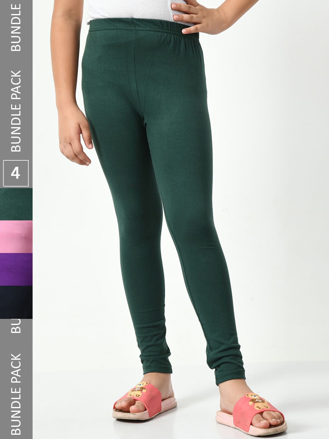 

BAESD Girls Pack Of 4 Churidar-Length Leggings, Green