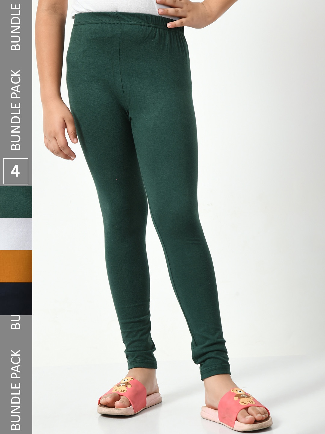 

BAESD Girls Pack Of 4 Churidar-Length Leggings, Green