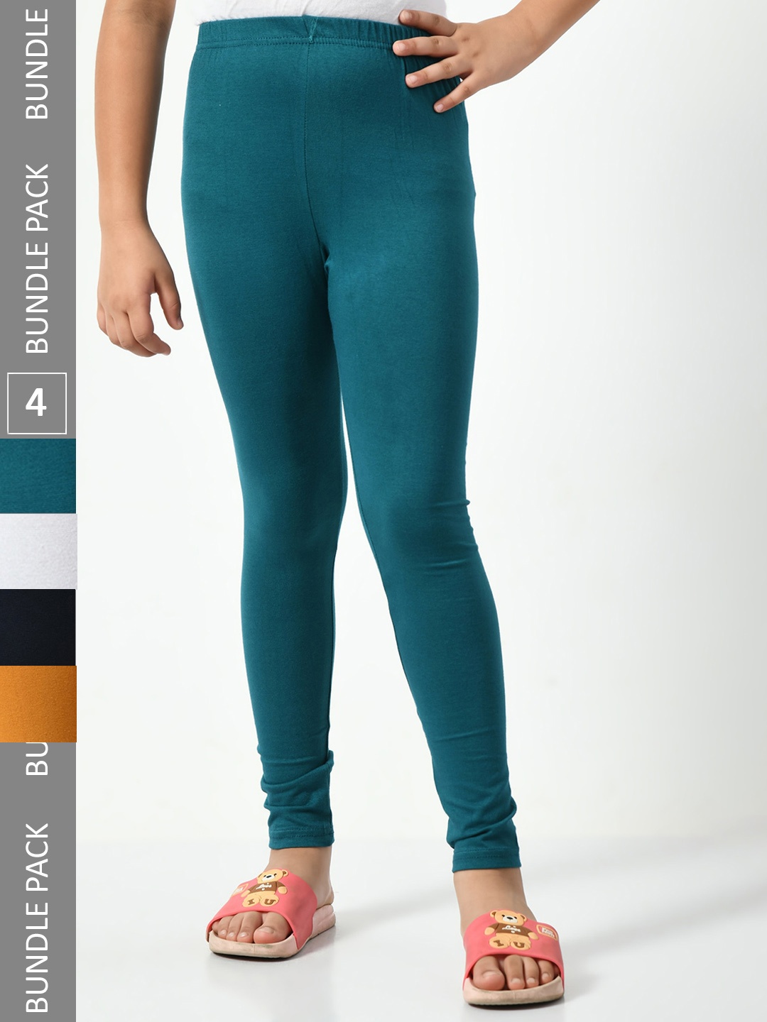 

BAESD Girls Pack Of 4 Churidar-Length Leggings, Teal