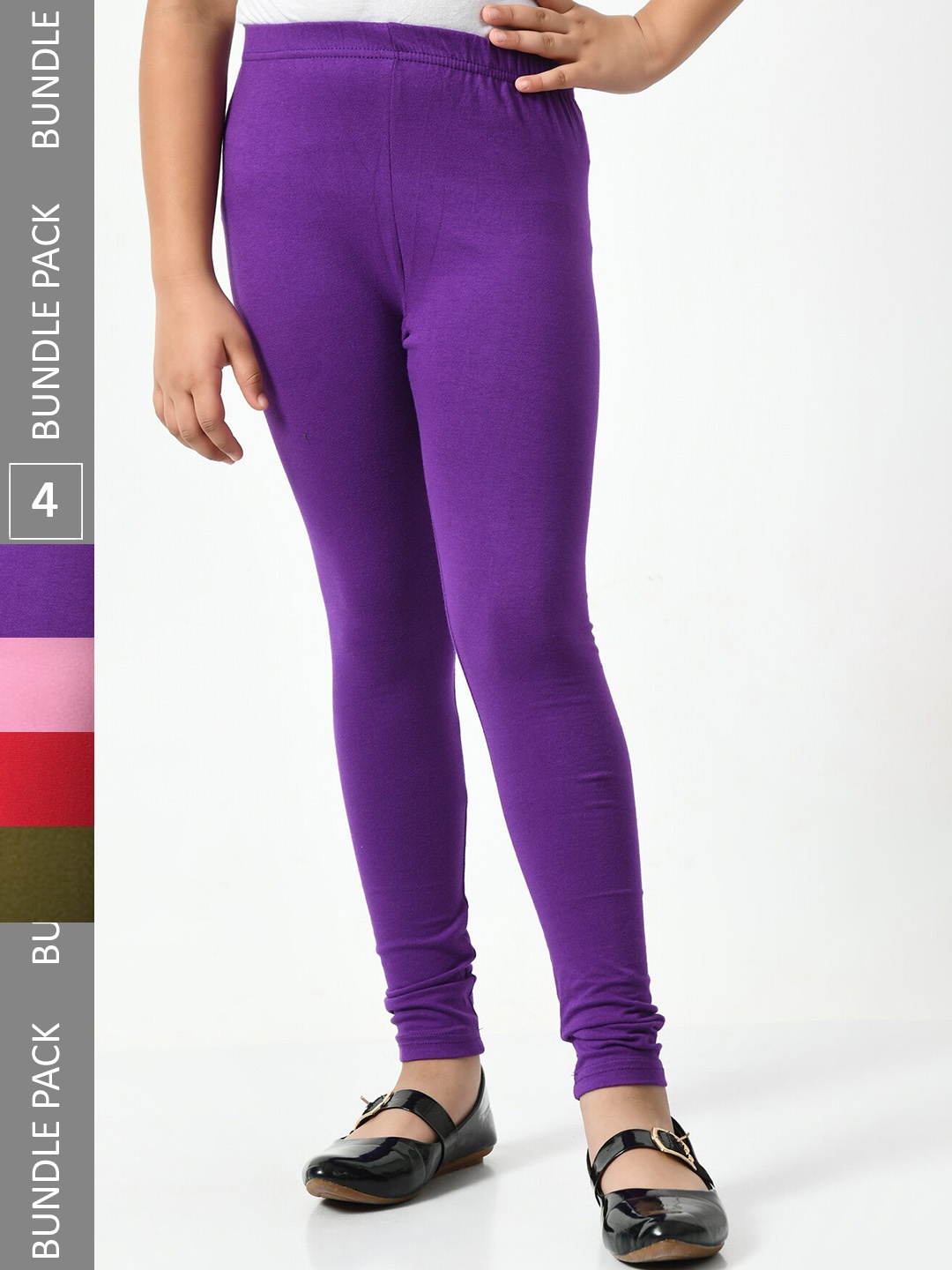 

BAESD Girls Pack Of 4 Churidar-Length Leggings, Purple