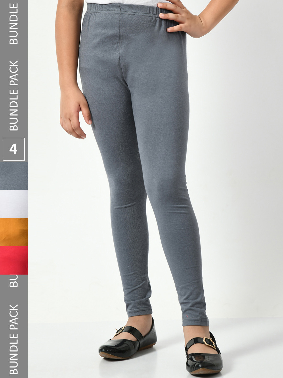 

BAESD Girls Pack Of 4 Churidar-Length Leggings, Grey