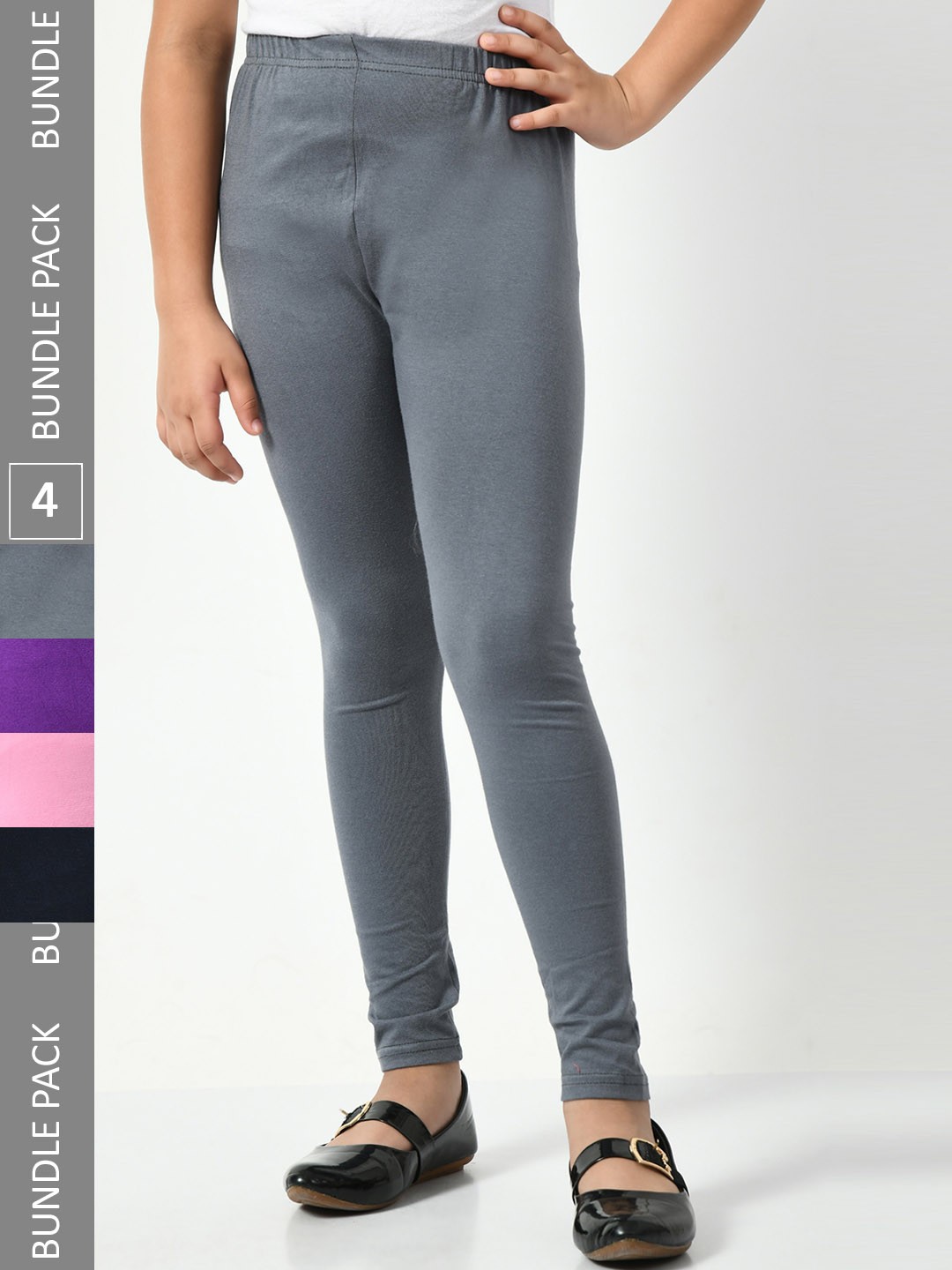 

BAESD Girls Pack Of 4 Churidar-Length Leggings, Grey