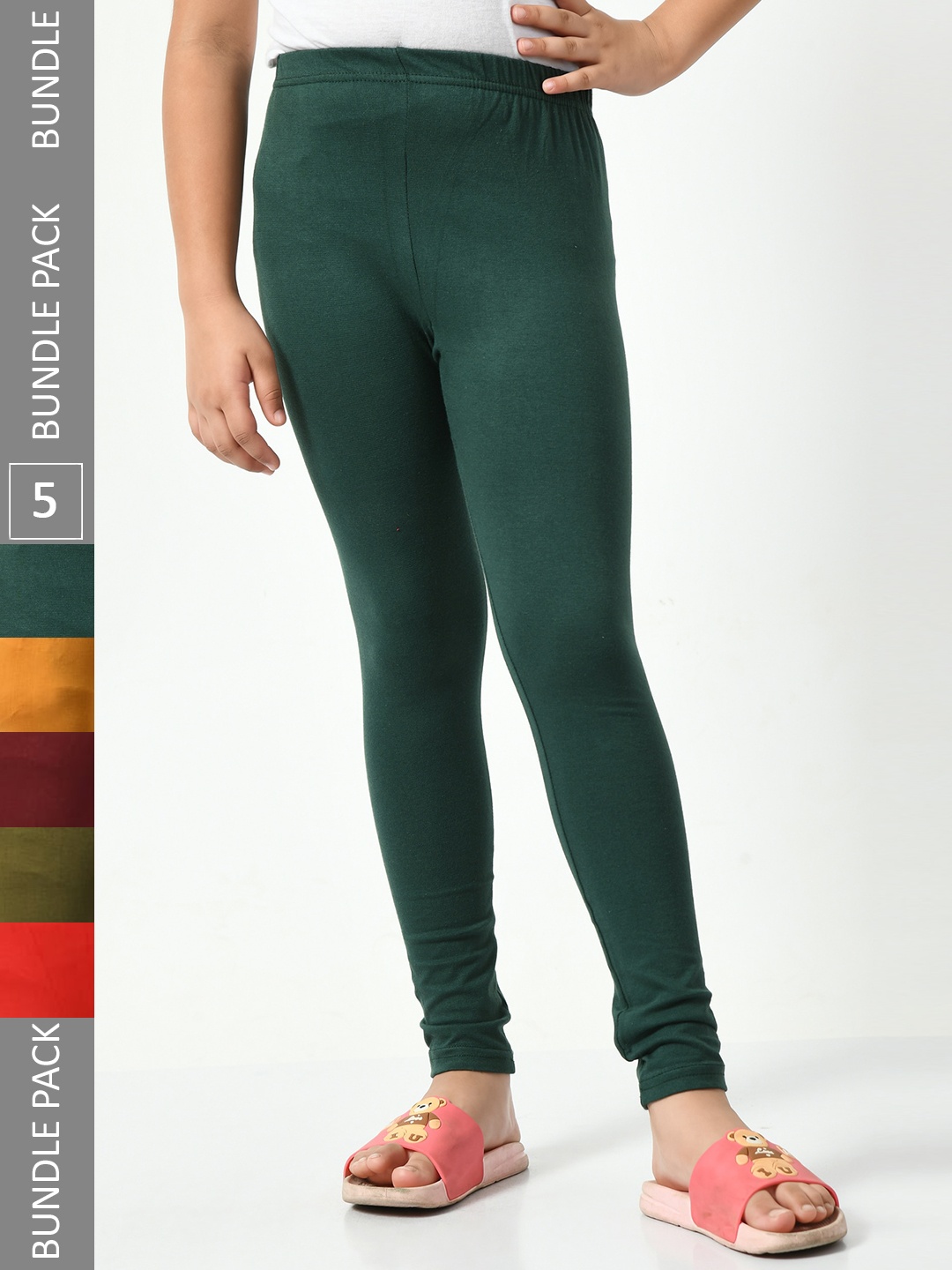 

BAESD Girls Pack Of 5 Churidar Length Leggings, Teal