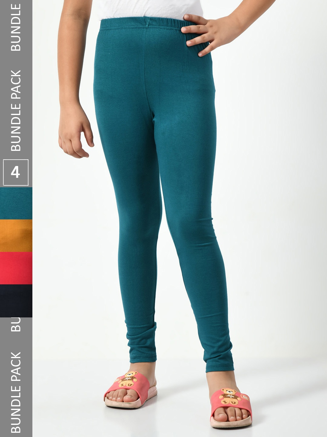 

BAESD Girls Pack Of 4 Churidar-Length Leggings, Teal