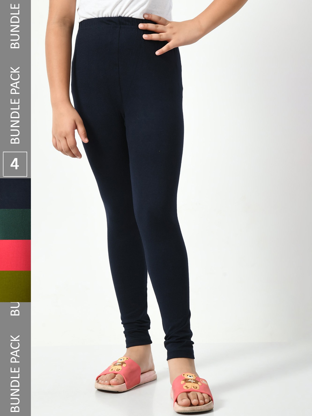 

BAESD Girls Pack Of 4 Churidar-Length Leggings, Navy blue