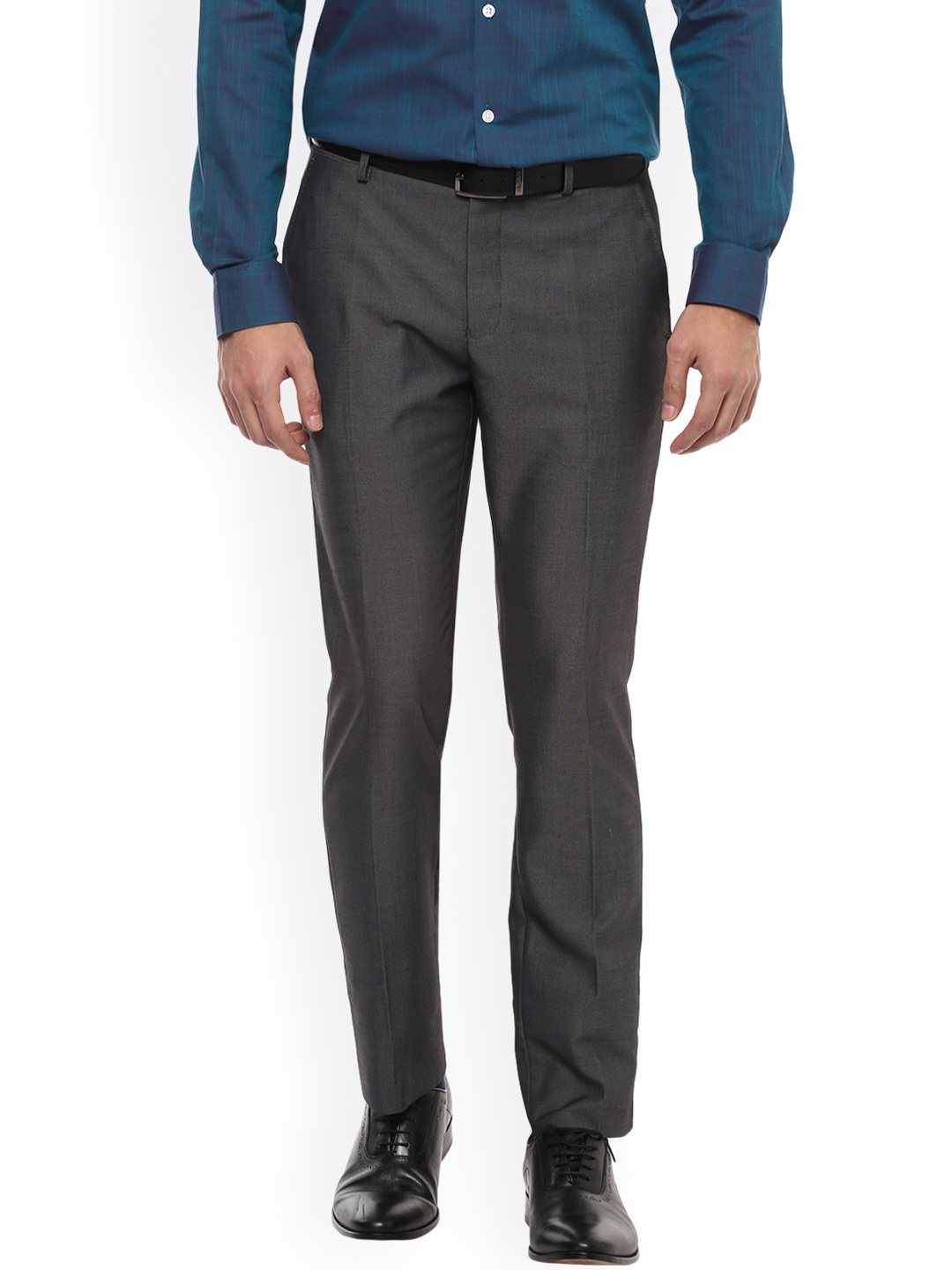 

Allen Solly Men Grey Regular Fit Solid Formal Trousers