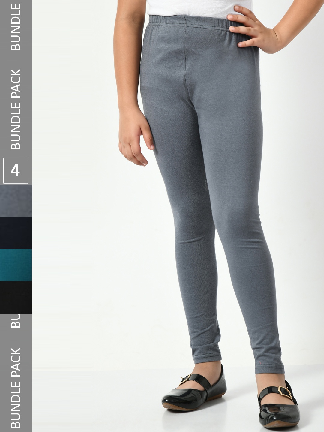 

BAESD Girls Pack Of 4 Churidar-Length Leggings, Grey