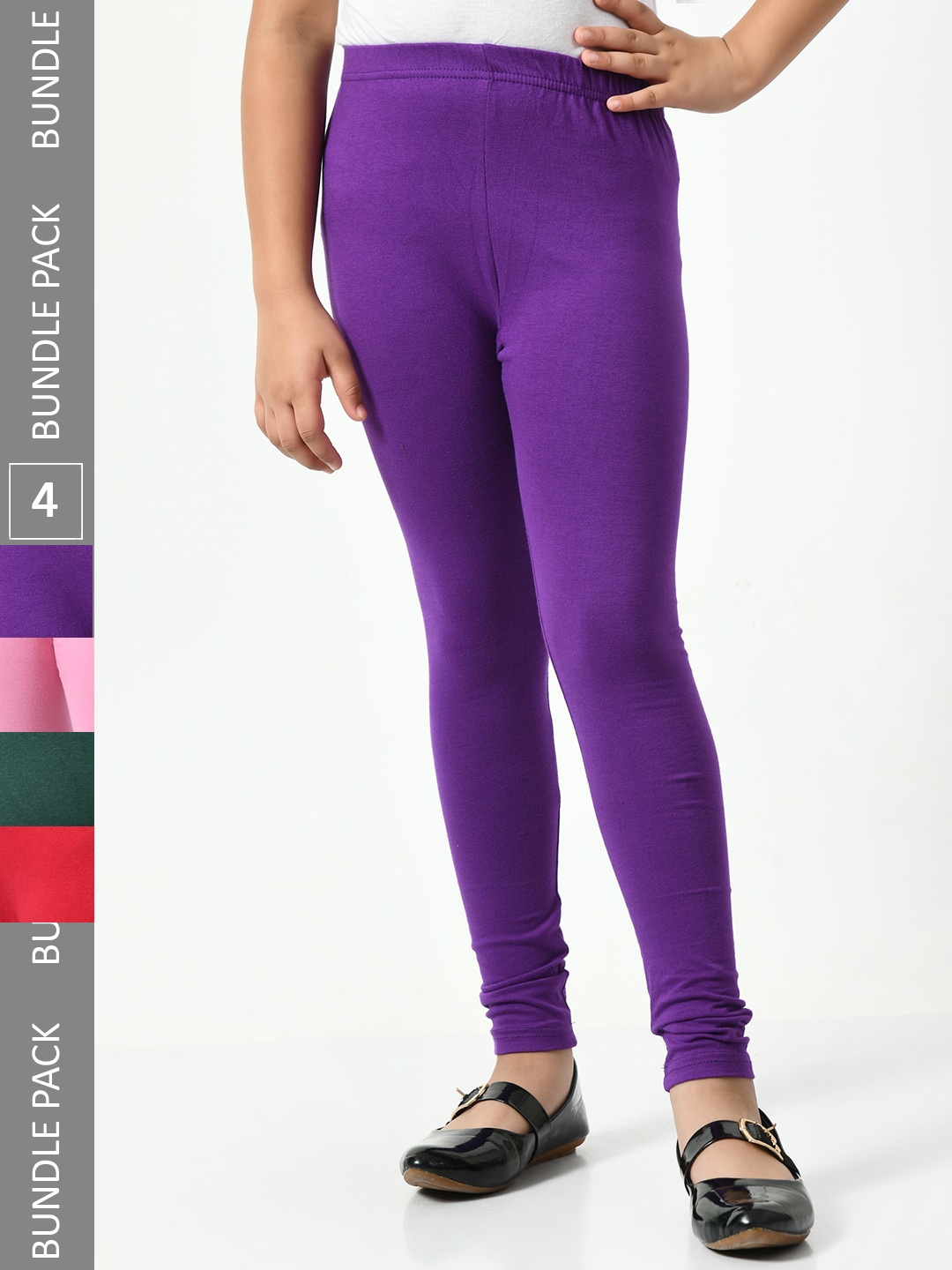 

BAESD Girls Pack Of 4 Churidar-length Leggings, Purple