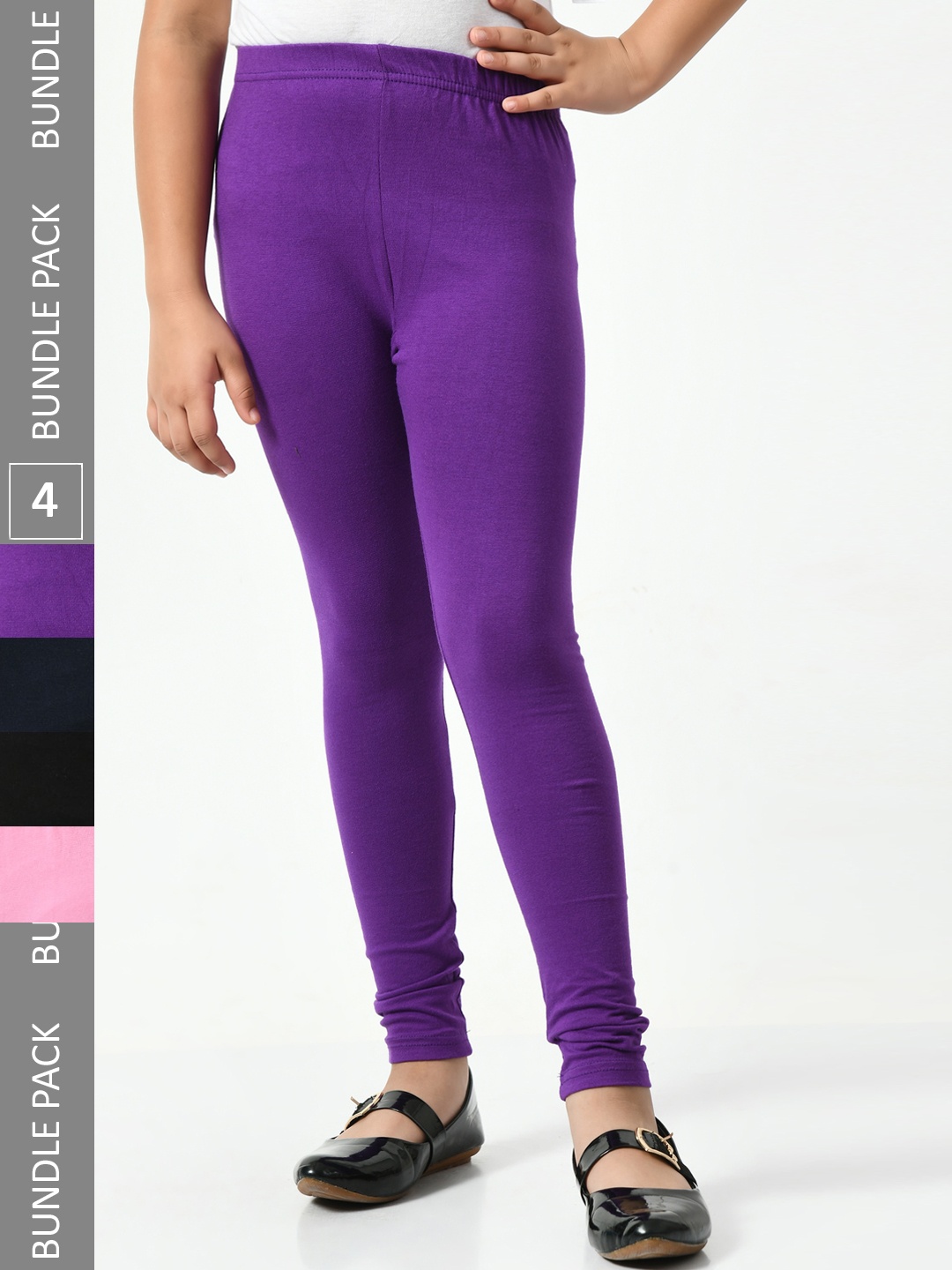 

BAESD Girls Pack Of 4 Churidar-Length Leggings, Purple