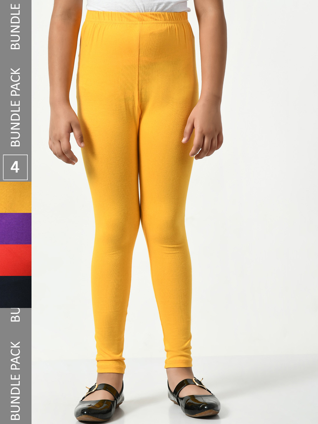 

BAESD Girls Pack Of 4 Churidar-Length Leggings, Yellow