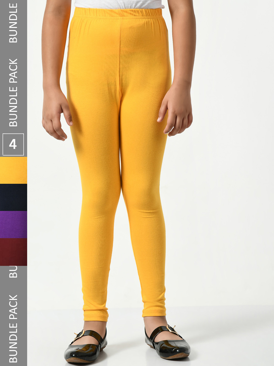 

BAESD Girls Pack Of 4 Churidar Length Leggings, Yellow