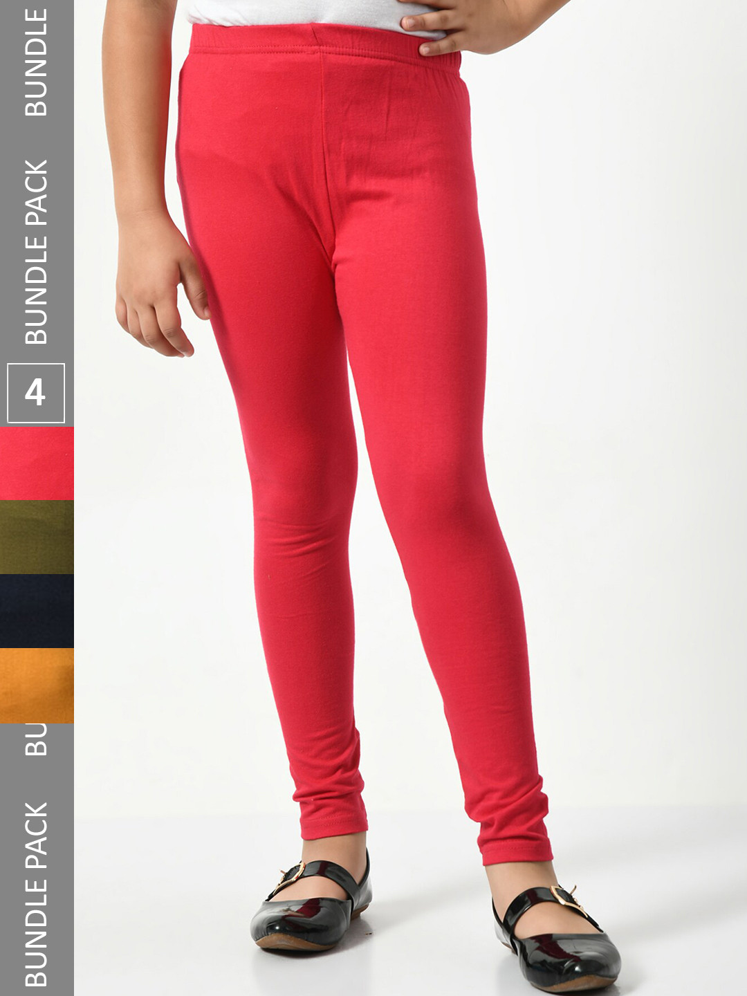 

BAESD Girls Pack Of 4 Churidar-Length Leggings, Red