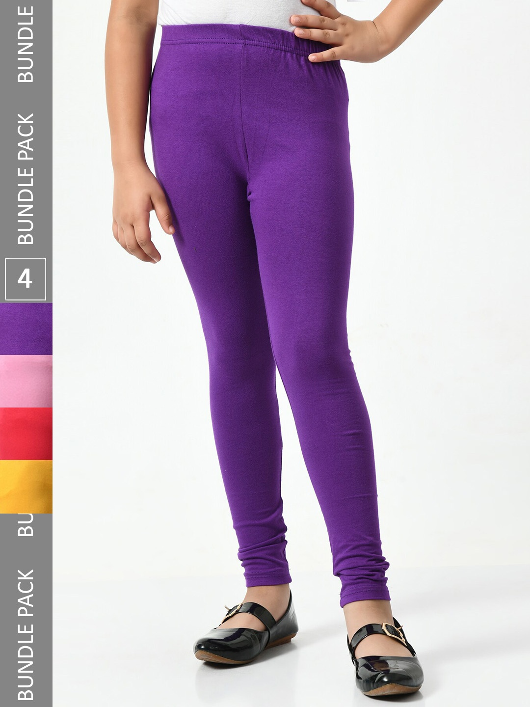 

BAESD Girls Pack Of 4 Churidar-Length Leggings, Purple
