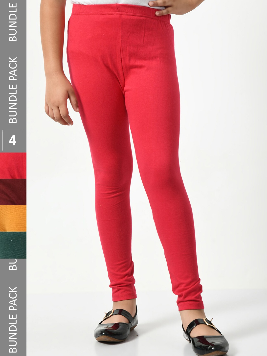 

BAESD Girls Pack Of 4 Churidar-Length Leggings, Red