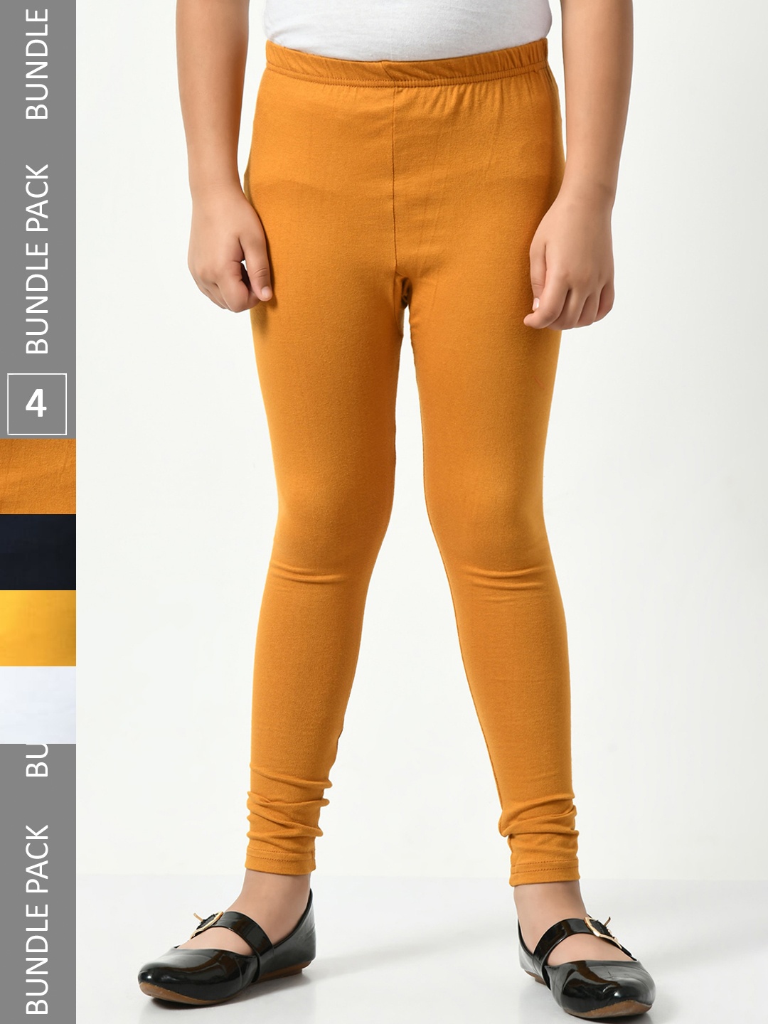 

BAESD Girls Pack Of 4 Churidar-Length Leggings, Mustard