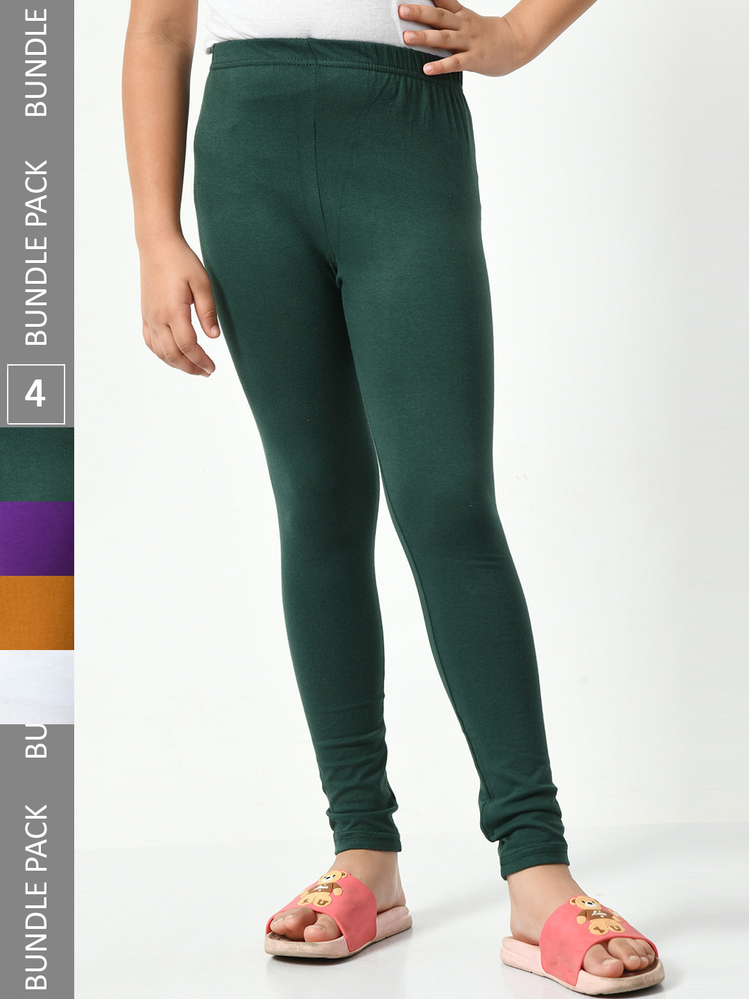 

BAESD Girls Pack of 4 Cotton Ankle-Length Leggings, Mustard